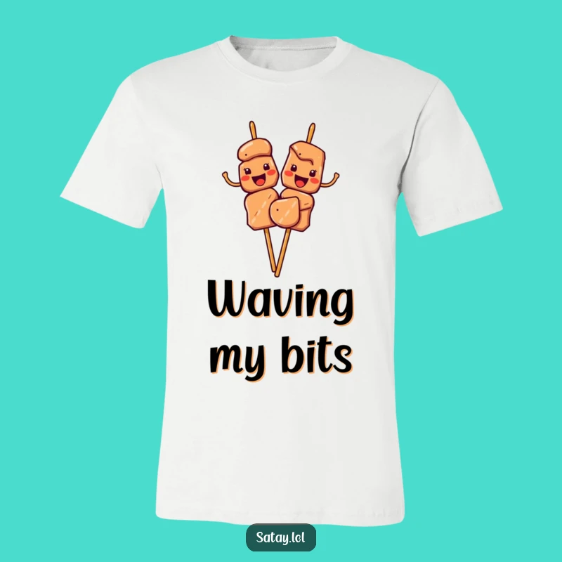 Funny Satay Skewers Waving T-Shirt: Casual Skewer Style with a Smile