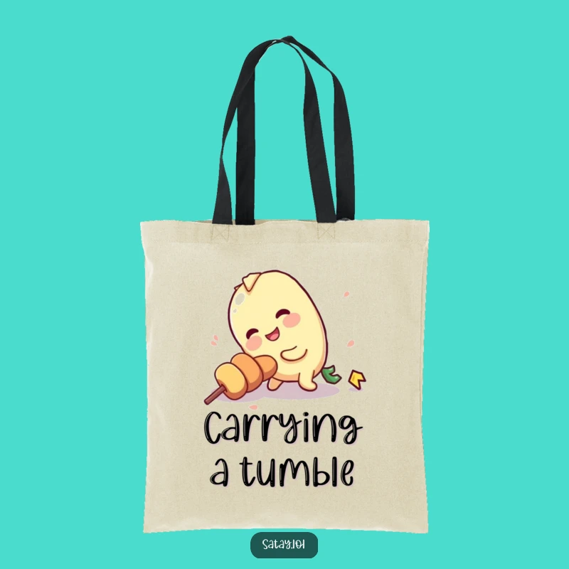 Funny Tripping Satay Skewer Tote Bag: Clumsy Skewer Bag, Humorous Gag Gift