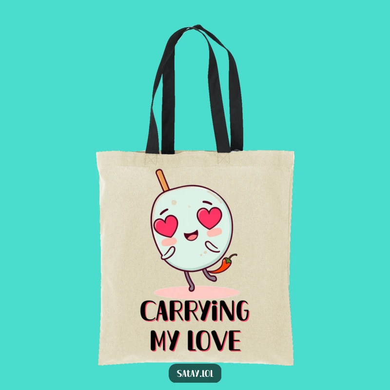 Funny Satay Skewer Love Tote Bag: Chili Chase Design, Practical Funny Gift
