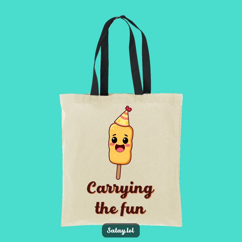 Funny Party Satay Skewer Tote Bag - Excited Grocery Carrier
