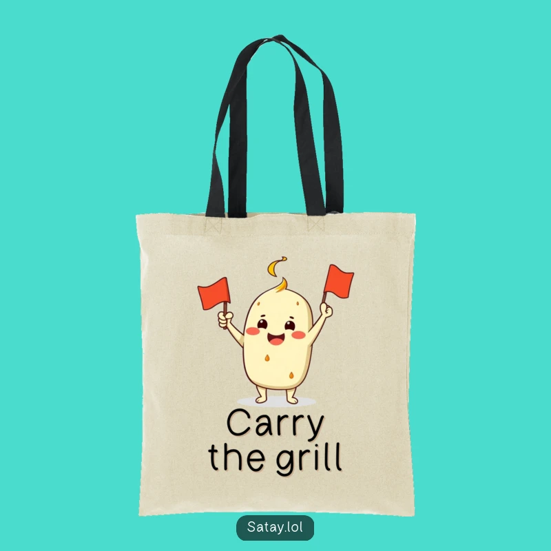 Funny Satay Grill Flag Tote: Carry Your Enthusiasm with Humorous Style