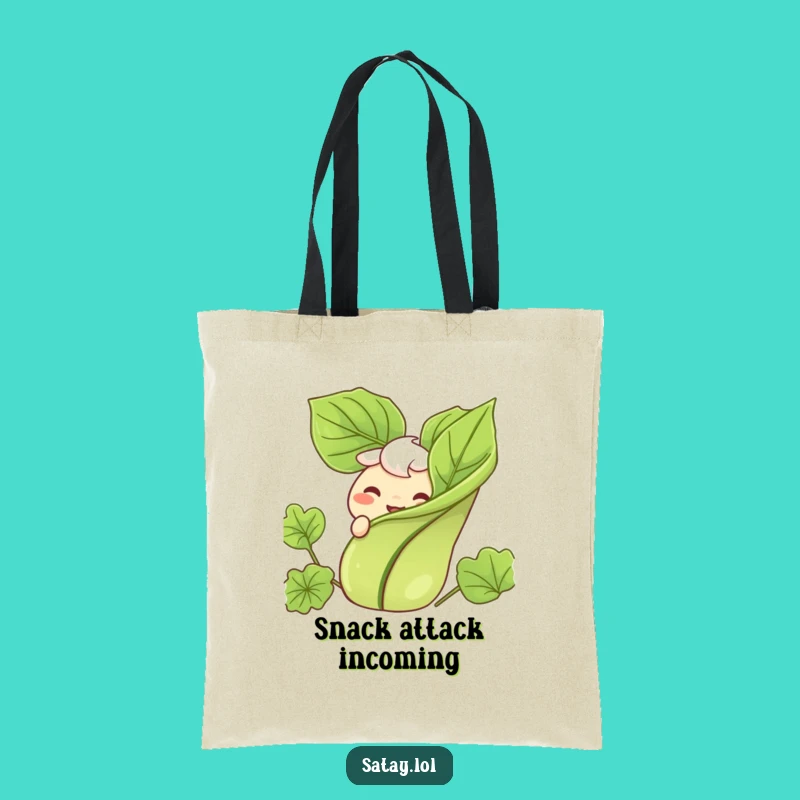 Funny Satay Tote Bag: Garnish Peek Grin Character, Practical Humorous Foodie Gift